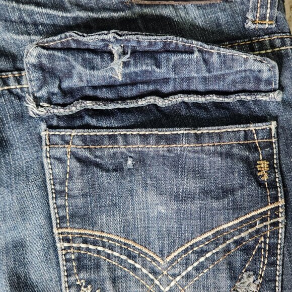 Basic Code Blue Denim Jeans, Distressed, Size 36W 32L - Picture 6 of 7